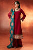 Pakistani Deep Red Hand Embellished Raw Silk Salwar Kameez (3-Piece) - Image 2