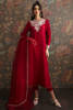 Deep Red Embroidered Raw Silk Salwar Kameez (3-Piece) - Image 2