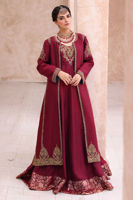 Red Hand-Embellished Raw Silk Long Jacket (2-Piece) - Image 8