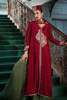 Pakistani Deep Red Zardozi Raw Silk Salwar Kameez (3-Piece) - Image 2