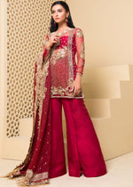 Pakistani Red Embroidered Net & Korean Rawsilk Salwar Kameez (3-Piece) - Image 2
