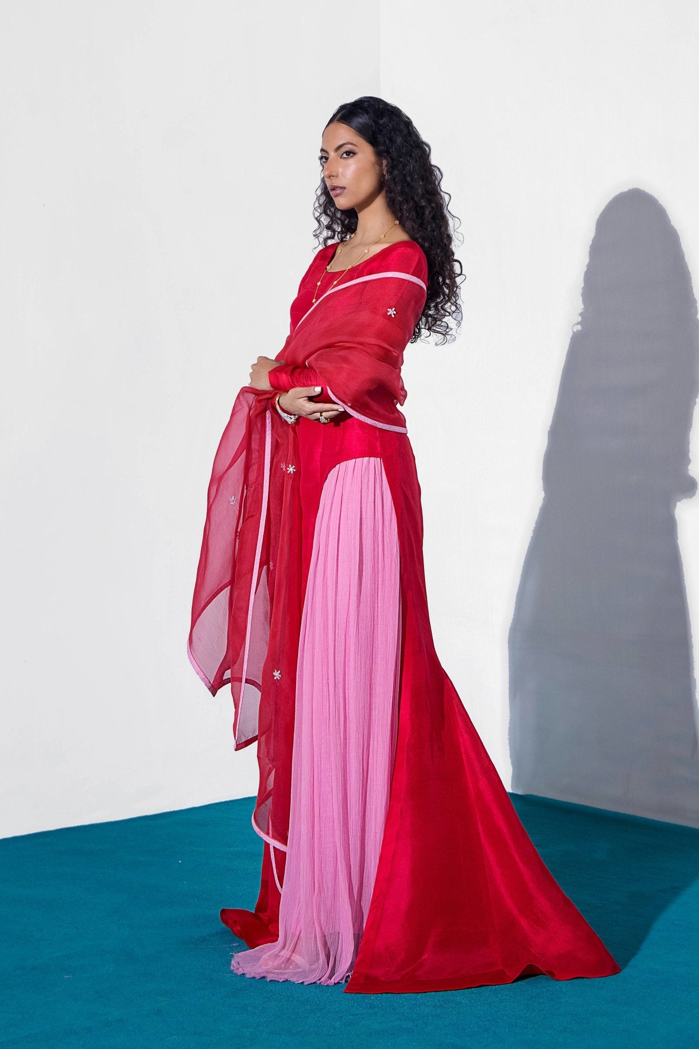 Crimson Crystal Silk Salwar Kameez (3-Piece) - Image 7