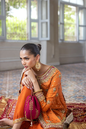 Rust Hand-Embellished Pure Silk Salwar Kameez (3-Piece) - Image 7