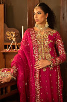 Scarlet & Pink Zardozi Silk Net Salwar Kameez (3-Piece) - Image 3