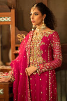Scarlet & Pink Zardozi Silk Net Salwar Kameez (3-Piece) - Image 4
