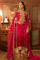 Scarlet & Pink Zardozi Silk Net Salwar Kameez (3-Piece) - Image 8