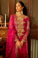 Scarlet & Pink Zardozi Silk Net Salwar Kameez (3-Piece) - Image 9