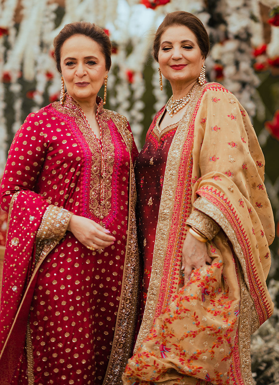 Pakistani Crimson Red Embellished Silk Kameez (3-Piece) - Image 4