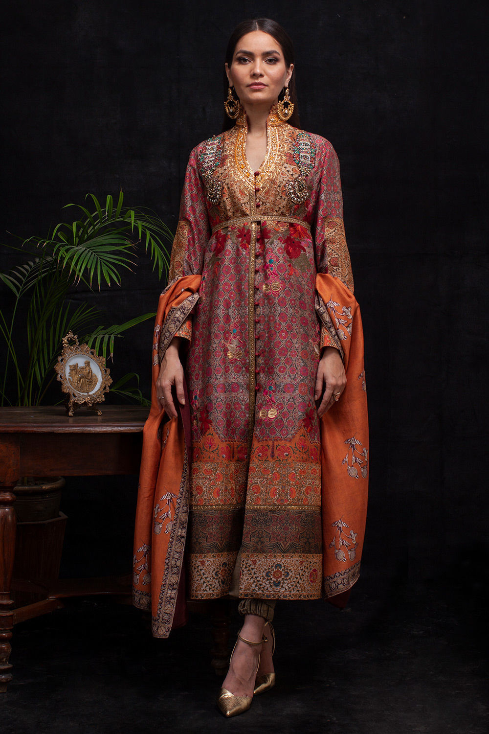 Multi Zardozi Embroidered Silk Salwar Kameez (3-Piece) - Image 1