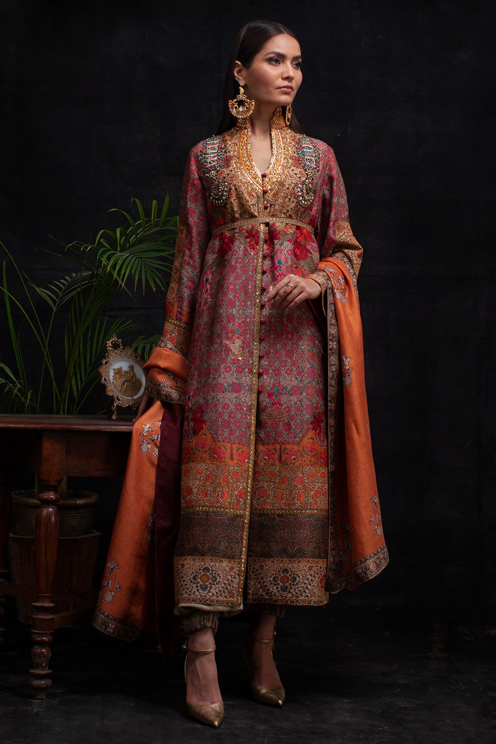 Multi Zardozi Embroidered Silk Salwar Kameez (3-Piece) - Image 2