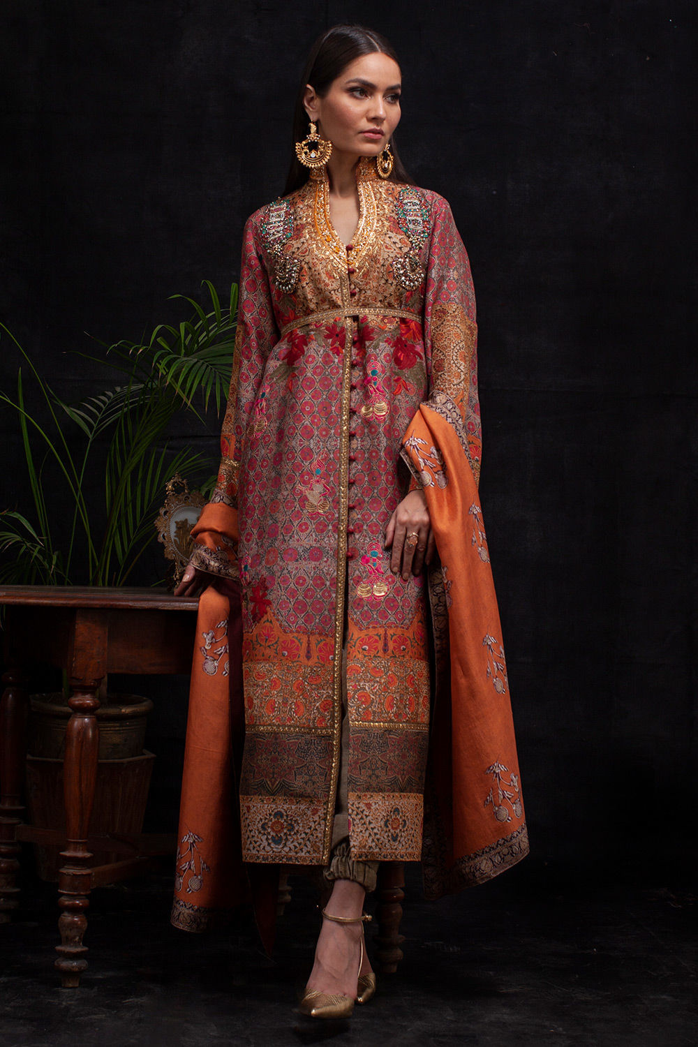 Multi Zardozi Embroidered Silk Salwar Kameez (3-Piece) - Image 3