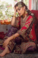 Red Embroidered Velvet Kimono-Style Kameez (2-Piece) - Image 5