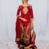 Deep Red Embroidered Velvet Salwar Kameez (3-Piece) - Image 2