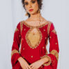 Deep Red Embroidered Velvet Salwar Kameez (3-Piece) - Image 3