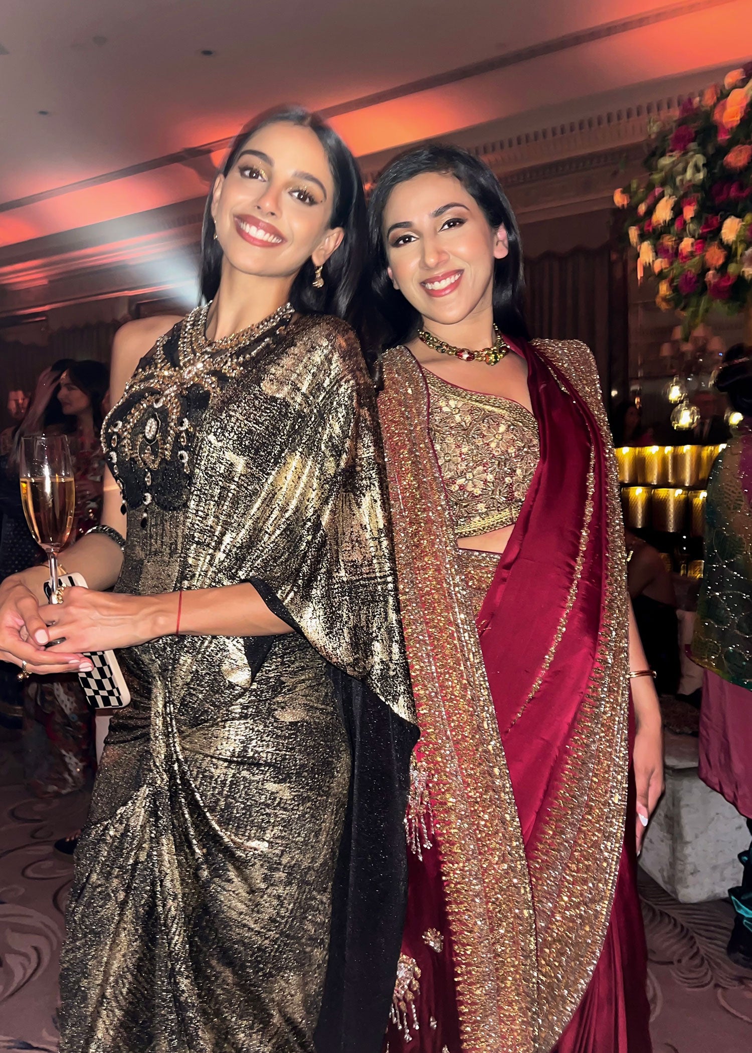 Deep Red Hand-Embroidered Pure Shamoz Silk Saree (2-Piece) - Image 5