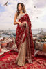 Scarlet Red Embroidered Velvet & Zari Net Saree (2-Piece) - Image 2