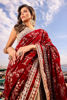 Scarlet Red Embroidered Velvet & Zari Net Saree (2-Piece) - Image 3