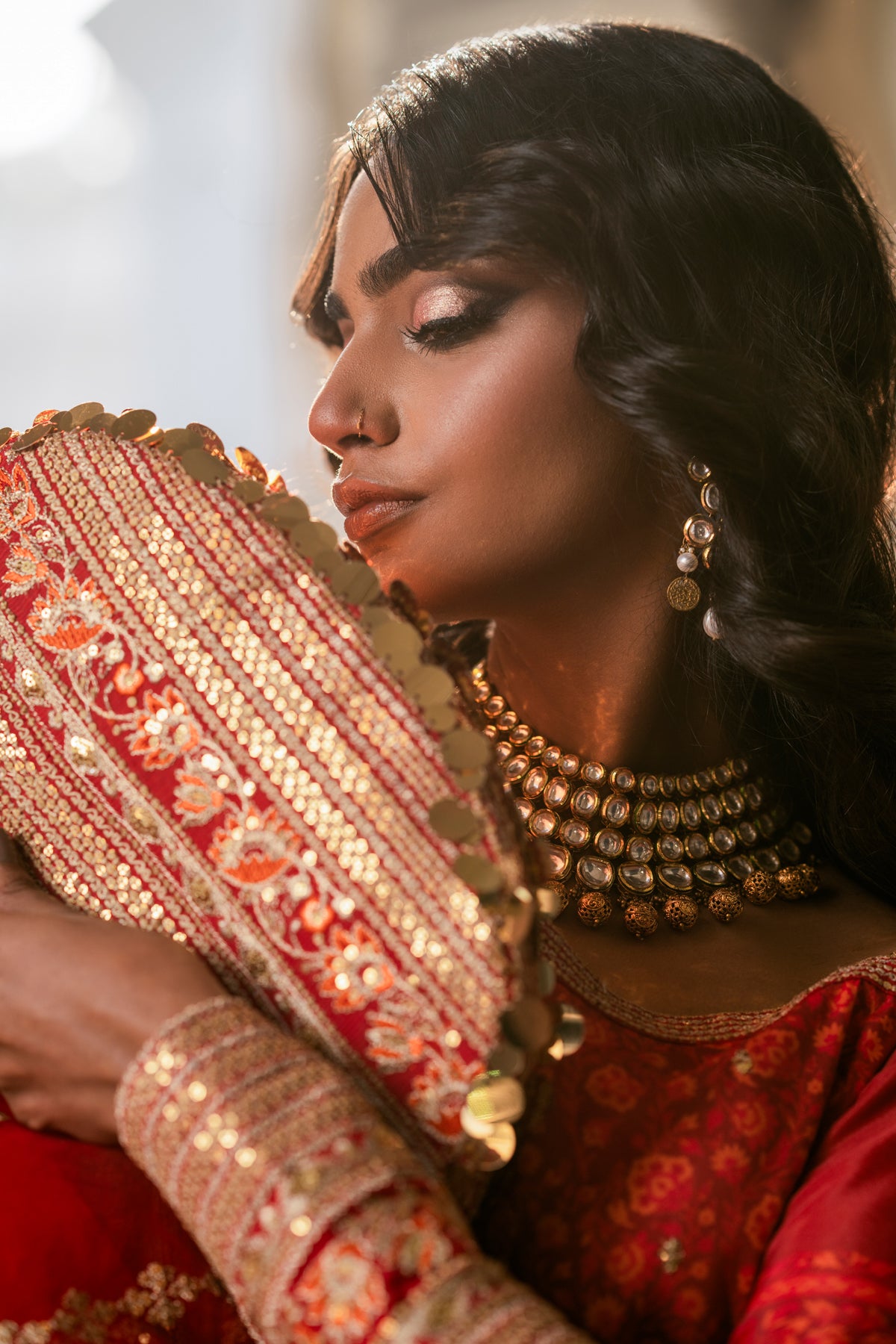 Red Embroidered Grip Sharara (3-Piece) - Image 7