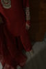 Pakistani Red Embellished Raw Silk Sharara (3-Piece) - Image 4
