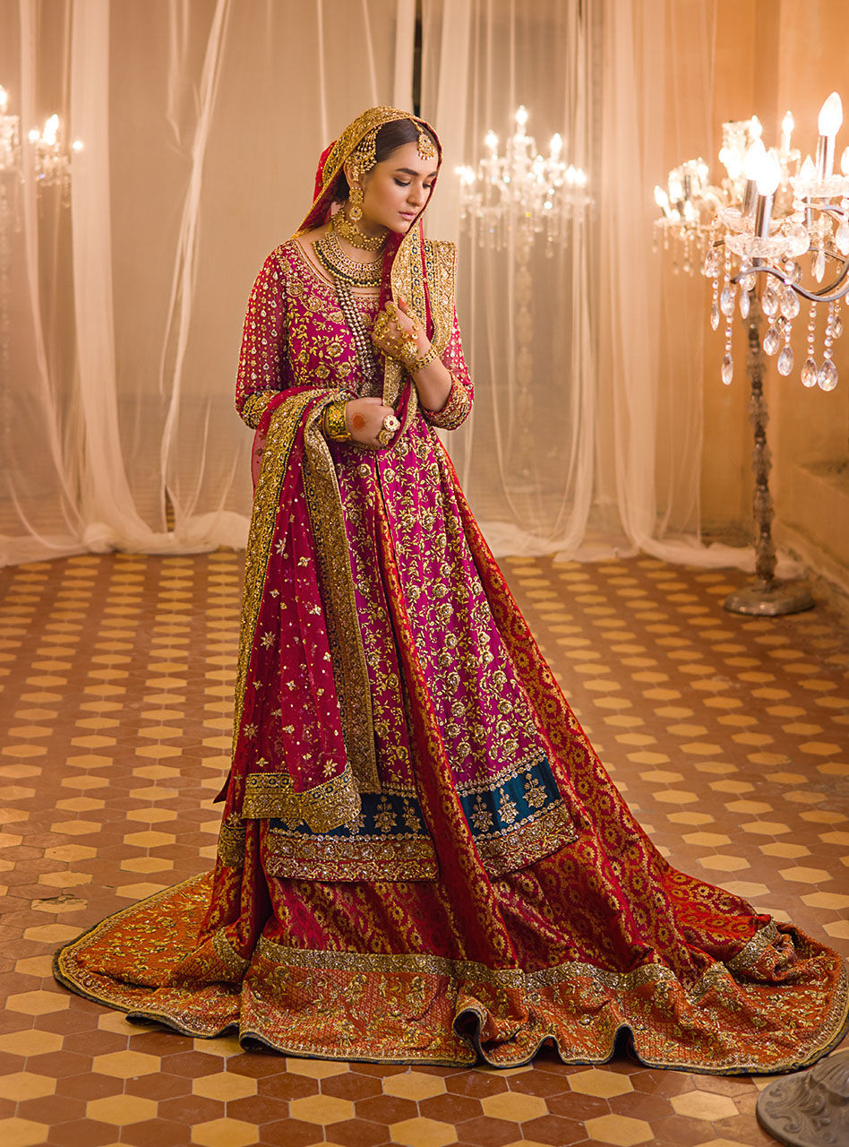 Pakistani Deep Red Zardozi Raw Silk Bridal Sharara (3-Piece) - Image 3