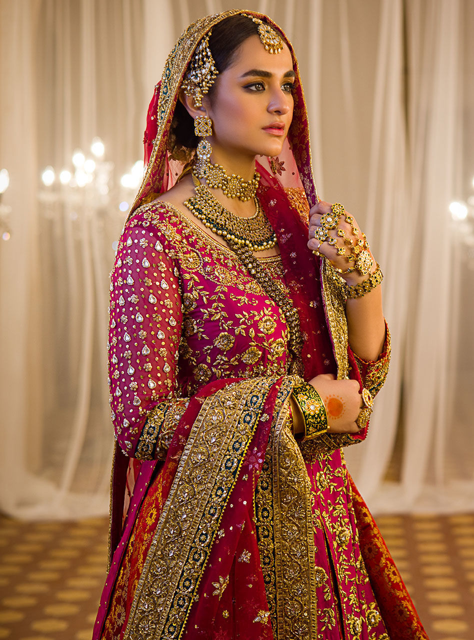 Pakistani Deep Red Zardozi Raw Silk Bridal Sharara (3-Piece) - Image 8
