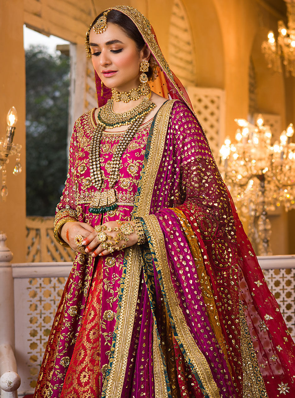 Pakistani Deep Red Zardozi Raw Silk Bridal Sharara (3-Piece) - Image 9