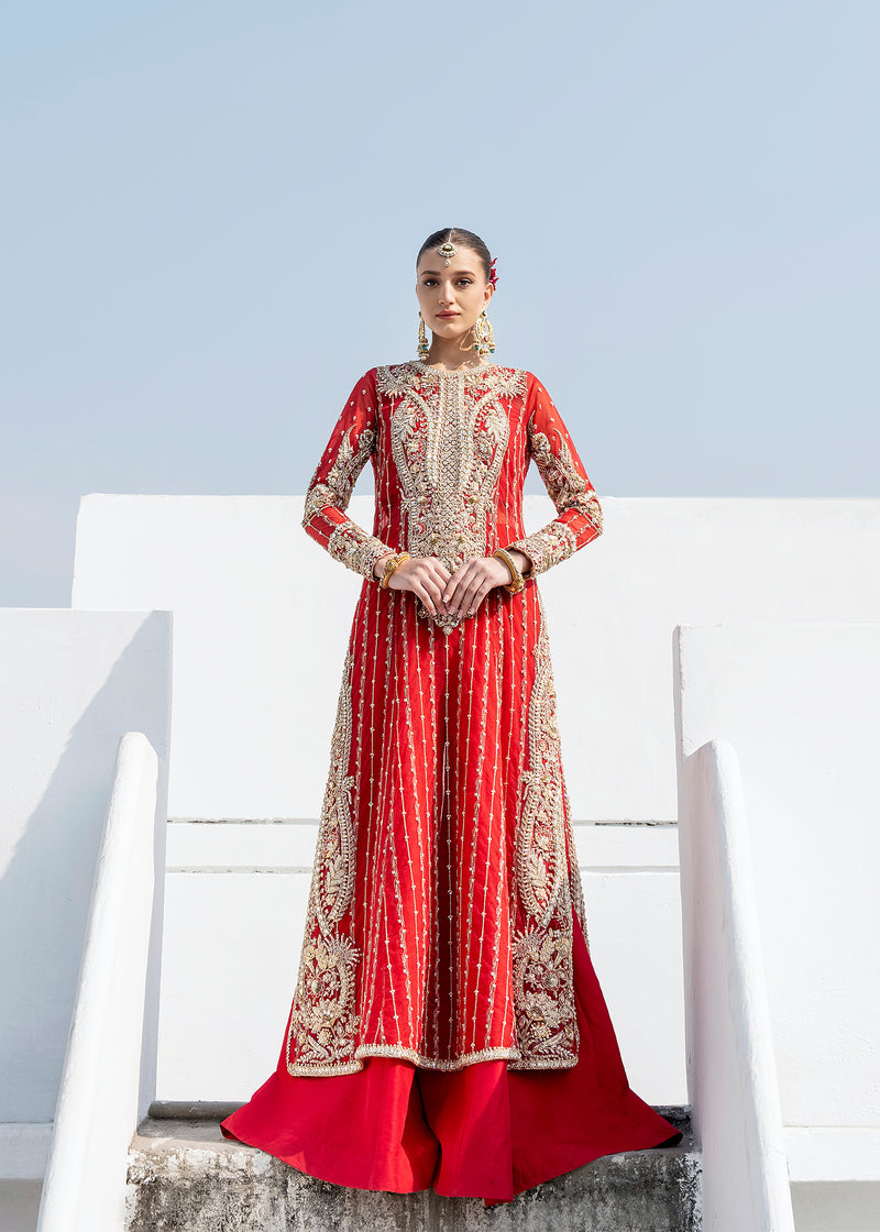 Red Zardozi Net & Silk Bridal Sharara (3-Piece) - Image 1