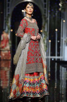 Crimson Embroidered Silk Bridal Sharara (3-Piece) - Image 3