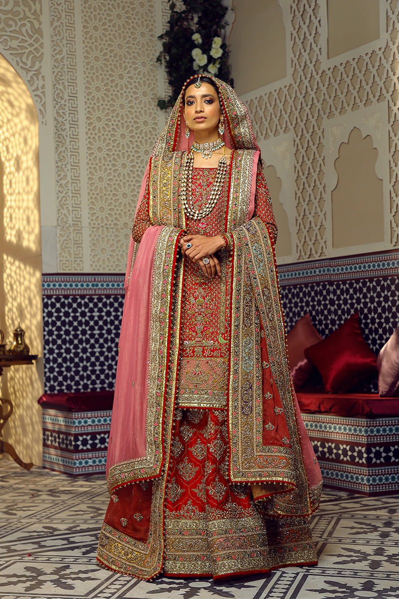 Red Kundan Zari Silk-Blend Bridal Sharara (3-Piece) - Image 1