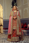 Red Kundan Zari Silk-Blend Bridal Sharara (3-Piece) - Image 2