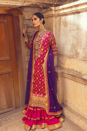 Crimson Embroidered Silk-Blend Sharara (3-Piece) - Image 2