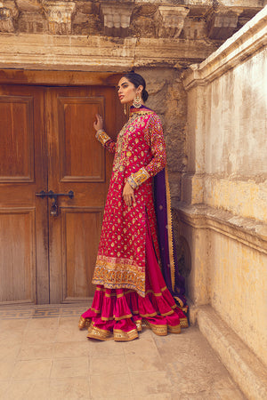 Crimson Embroidered Silk-Blend Sharara (3-Piece) - Image 3