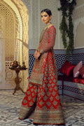 Pakistani Red Kundan Zari Silk Bridal Sharara (3-Piece) - Image 4