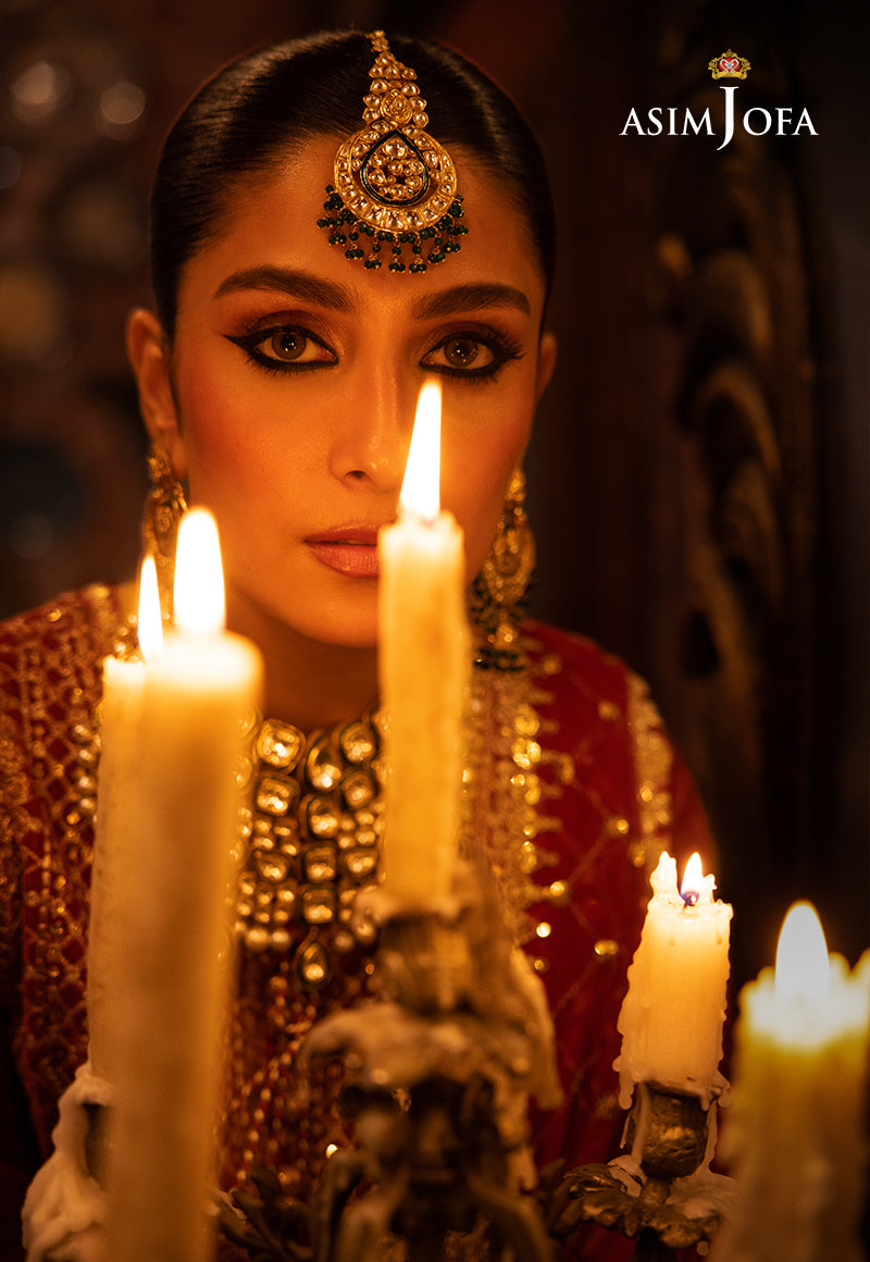 Deep Red Zari Embroidered Velvet Sharara (3-Piece) - Image 3