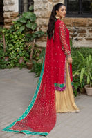 Pakistani Cheery Red Zardozi Zari Net Sharara (3-Piece) - Image 6