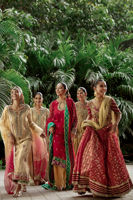 Pakistani Cheery Red Zardozi Zari Net Sharara (3-Piece) - Image 7