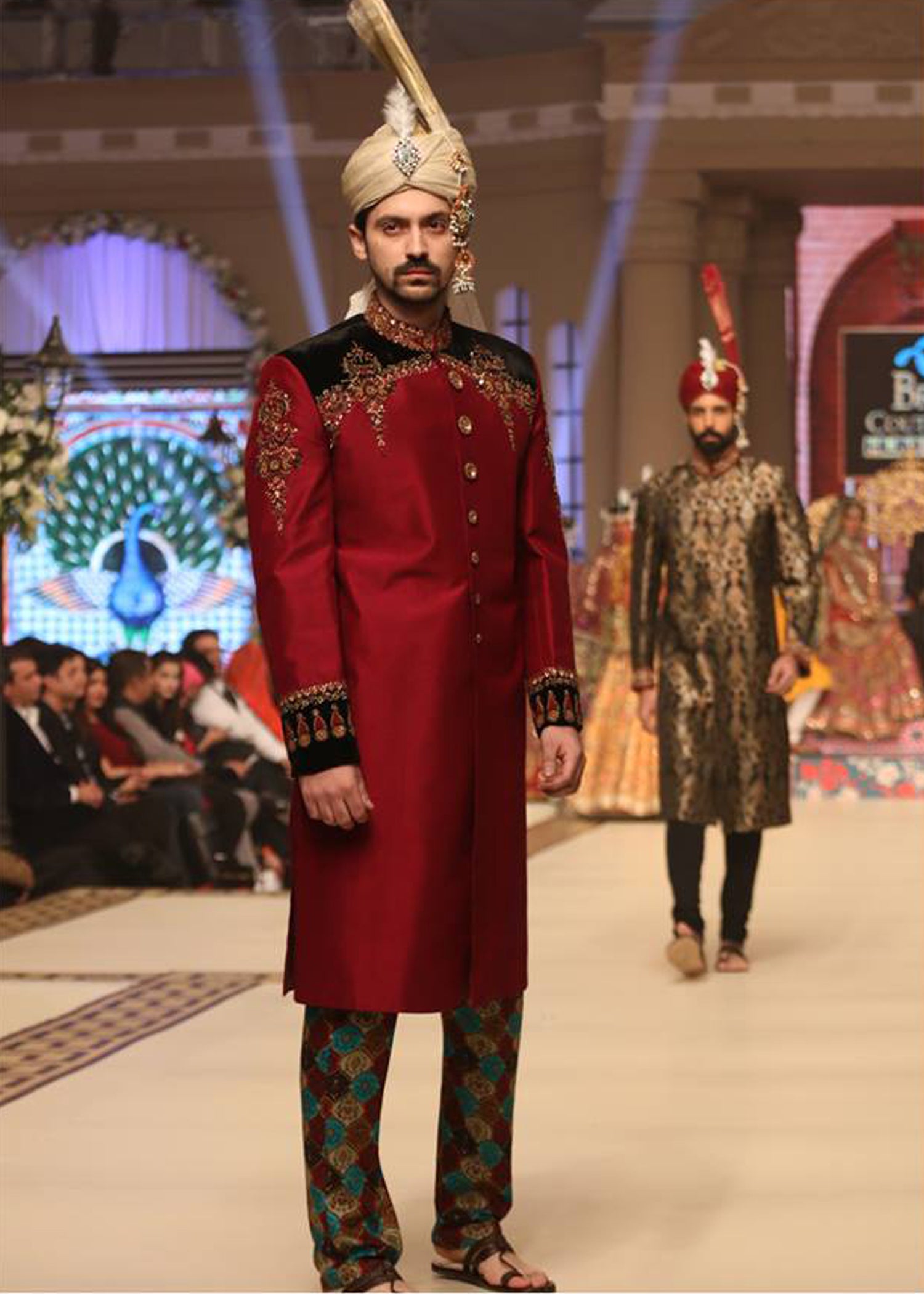 Red Embroidered Silk Sherwani (2-Piece) - Image 1