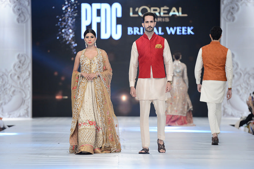 Red Quilted Raw Silk Waistcoat Kurta (3-Piece) - Image 2