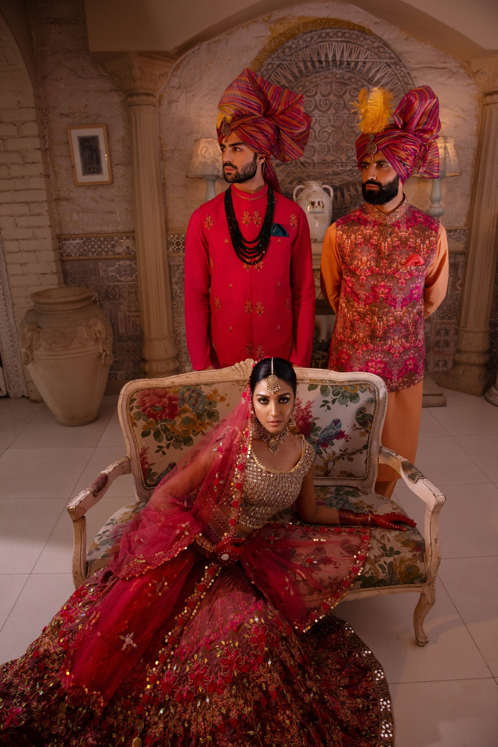 Ruby Red Embroidered Silk-Blend Waistcoat Kurta (3-Piece) - Image 4