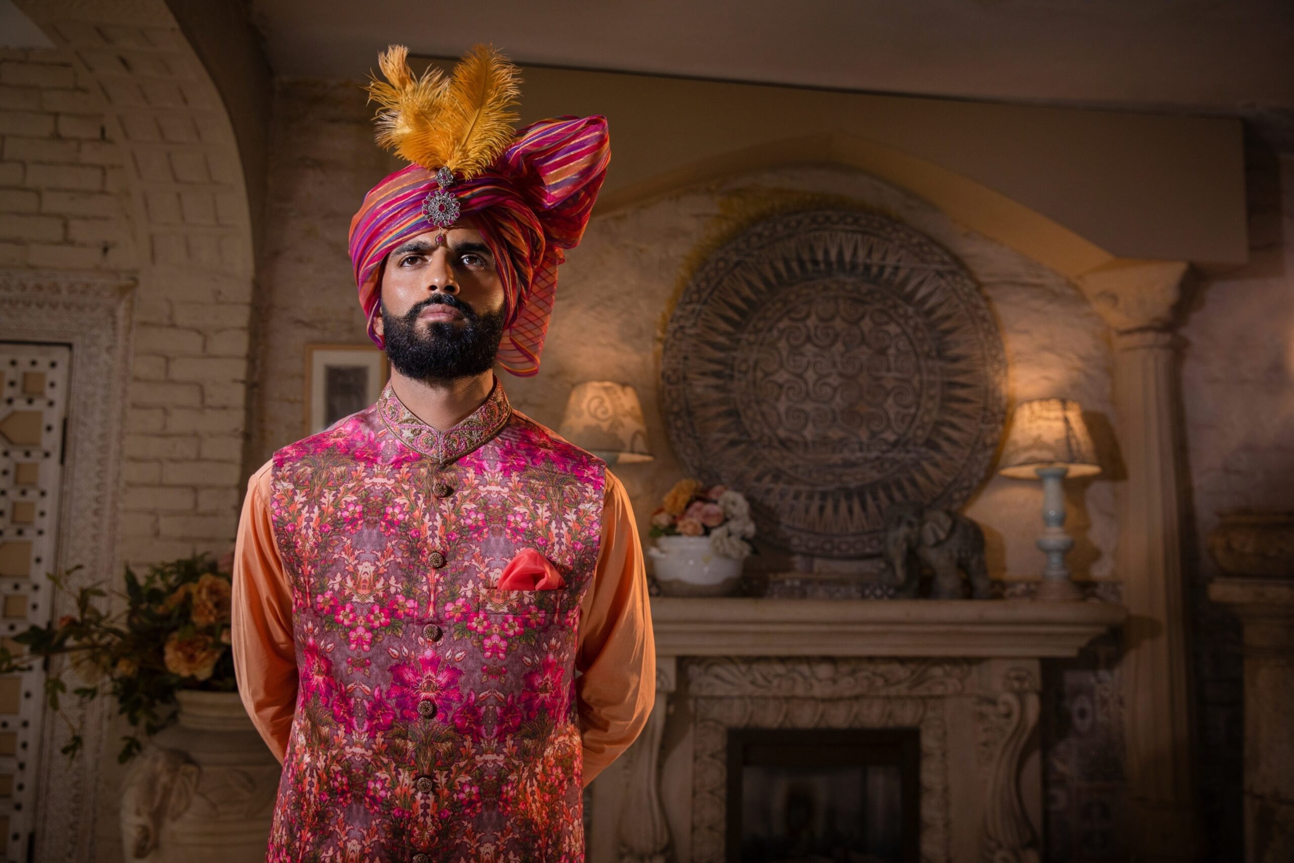 Cardinal Printed Silk-Blend Waistcoat Kurta (3-Piece) - Image 5