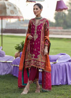 Deep Crimson Zardozi Charmeuse Silk Salwar Kameez (3-Piece) - Image 3