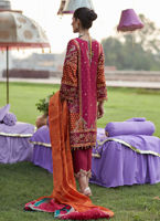 Deep Crimson Zardozi Charmeuse Silk Salwar Kameez (3-Piece) - Image 6