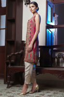 Red Chata Pati Kora Dabka Chiffon Salwar Kameez (2-Piece) - Image 4