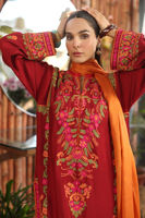 Red Aari Embroidered Cotton Net Salwar Kameez (3-Piece) - Image 6