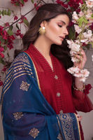 Garnet Embroidered Cotton Net Salwar Kameez (3-Piece) - Image 4