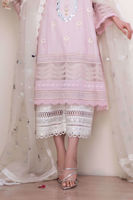 Garnet Embroidered Cotton Net Salwar Kameez (3-Piece) - Image 9