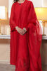 Pakistani Red Embroidered Cotton Net Salwar Kameez (3-Piece) - Image 3