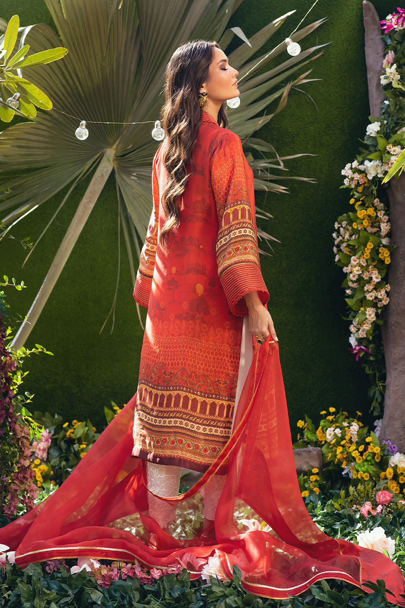 Crimson Printed Pure Crepe Silk Salwar Kameez (3-Piece) - Image 2