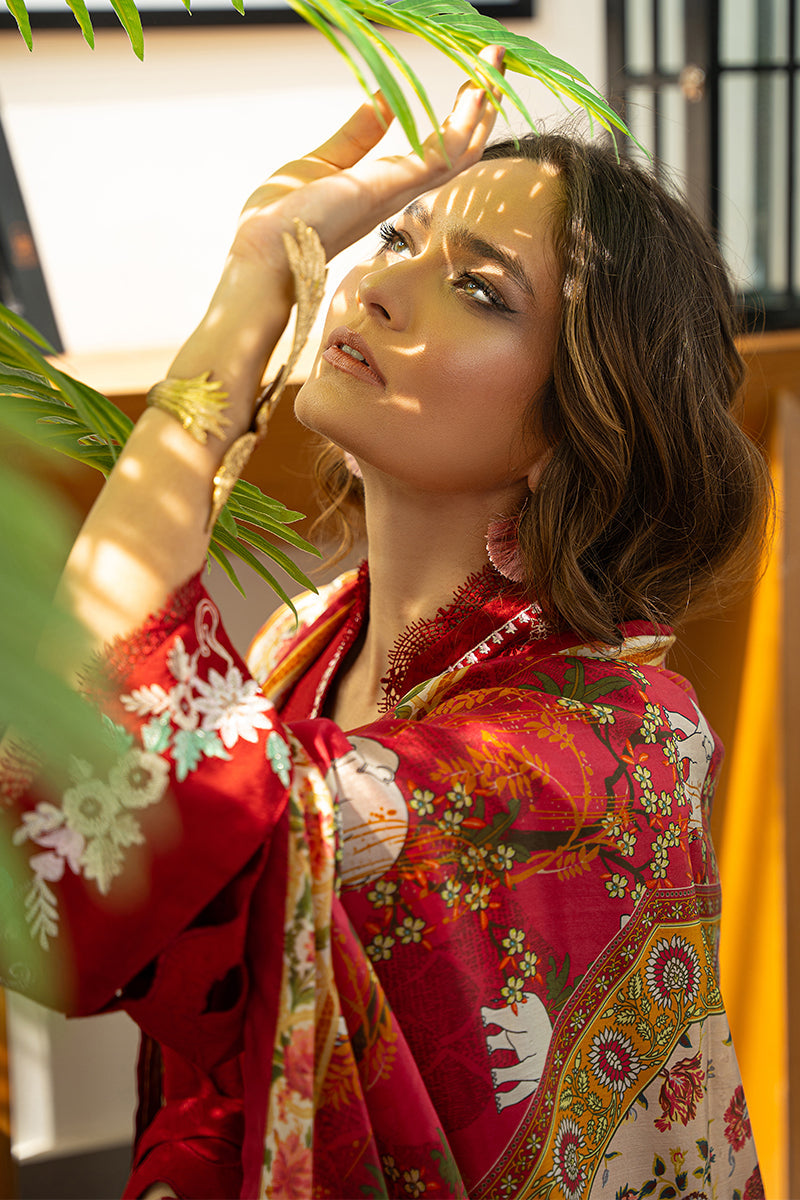 Pakistani Deep Cherry Red Embroidered Silk Salwar Kameez (3-Piece) - Image 13