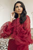 Scarlet Red Hand-Embellished Jacquard Cotton Net Long Shirt (1-Pc) - Image 4